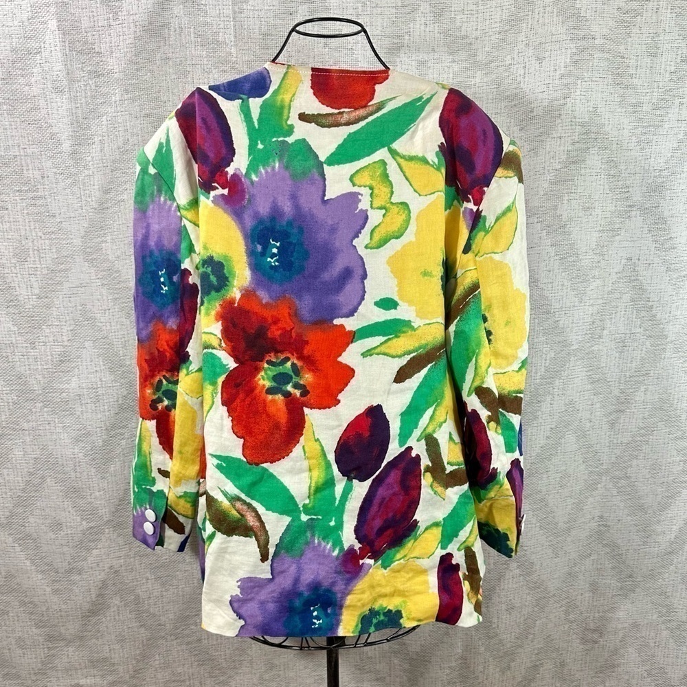 Vintage Givenchy en plus floral watercolor linen blazer - Picture 10 of 10